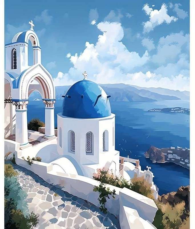 blanc et bleu en Grèce puzzle en ligne