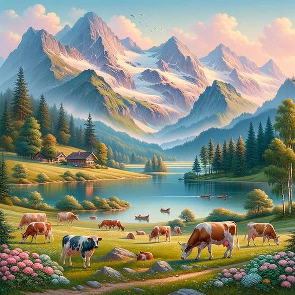 Paysage de montagne bavarois puzzle en ligne