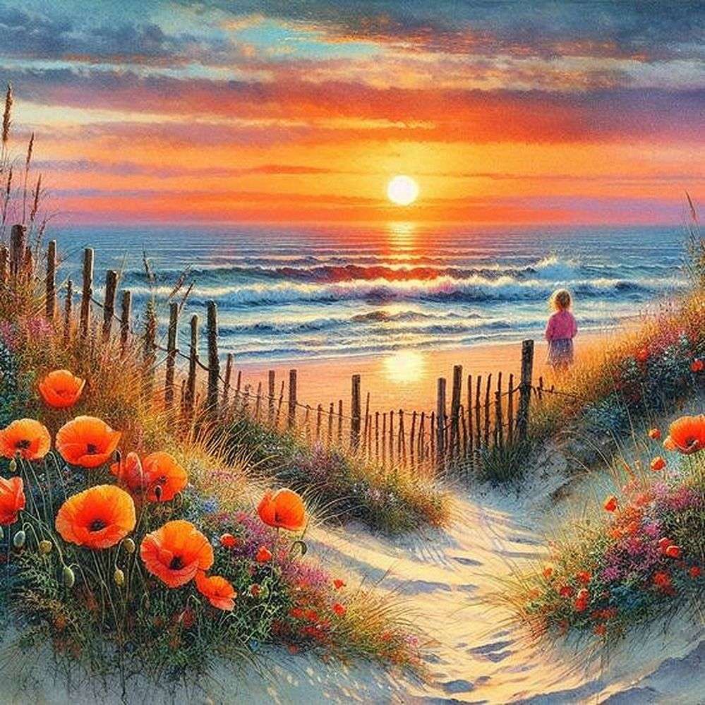 Tramonto sulla spiaggia puzzle online