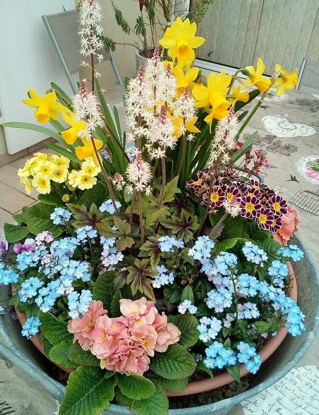 Composition of various flowers in a pot jigsaw puzzle online