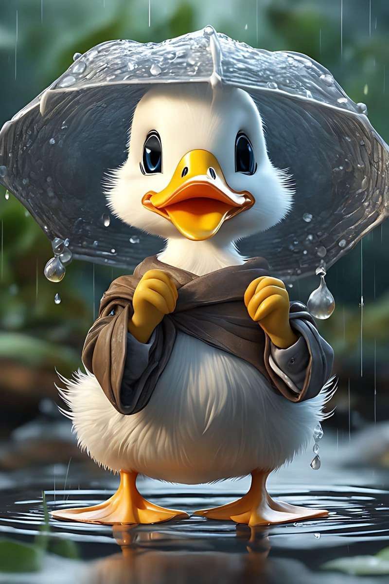 Duck with umbrella and rain jacket online puzzle