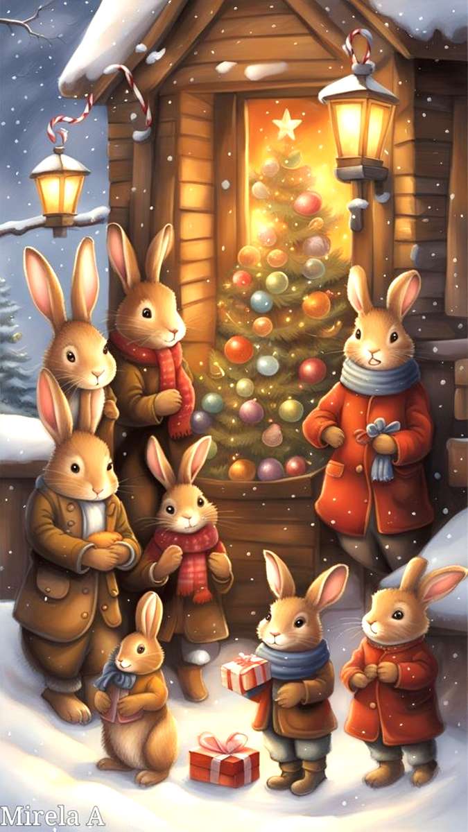 la famille lapin va fêter noël puzzle en ligne