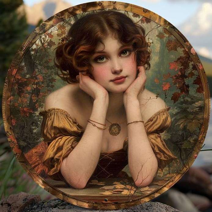 dreamy girl - vintage picture jigsaw puzzle online