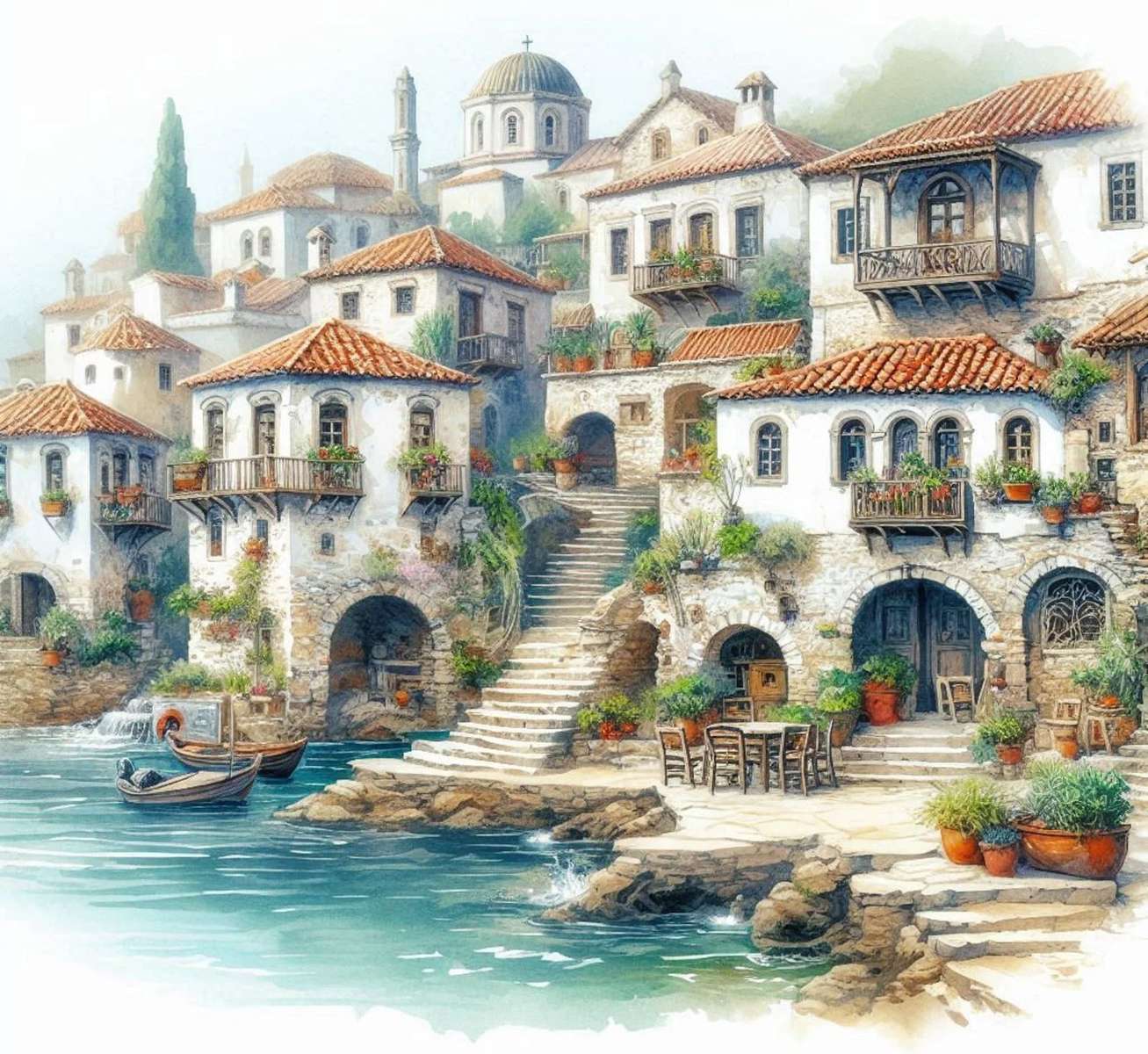 Vieux village grec puzzle en ligne