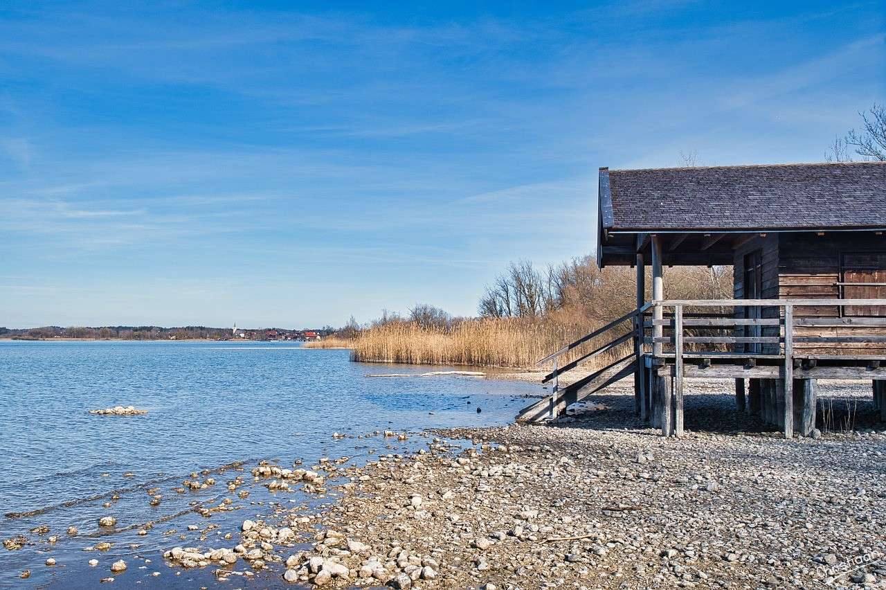 Off-grid, Lake, Hut, Freedom online puzzle