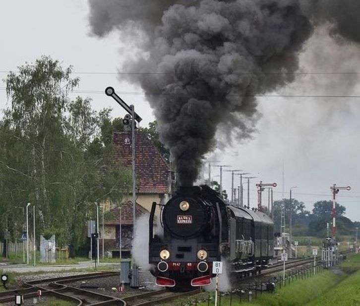 Retro train at Granowo station jigsaw puzzle online