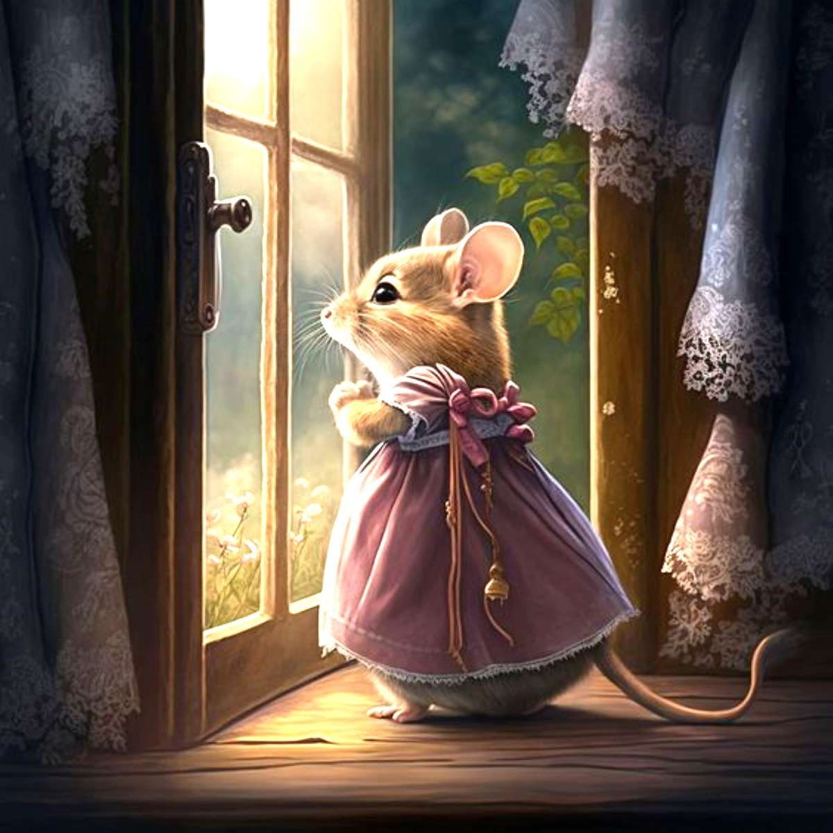 Madame Mouse čeká na návštěvu online puzzle