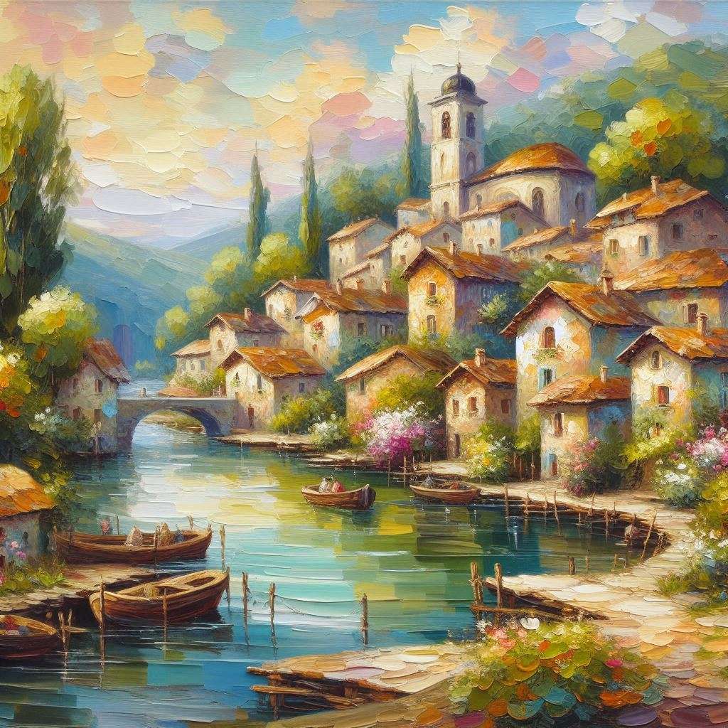 A tranquil and picturesque village online puzzle