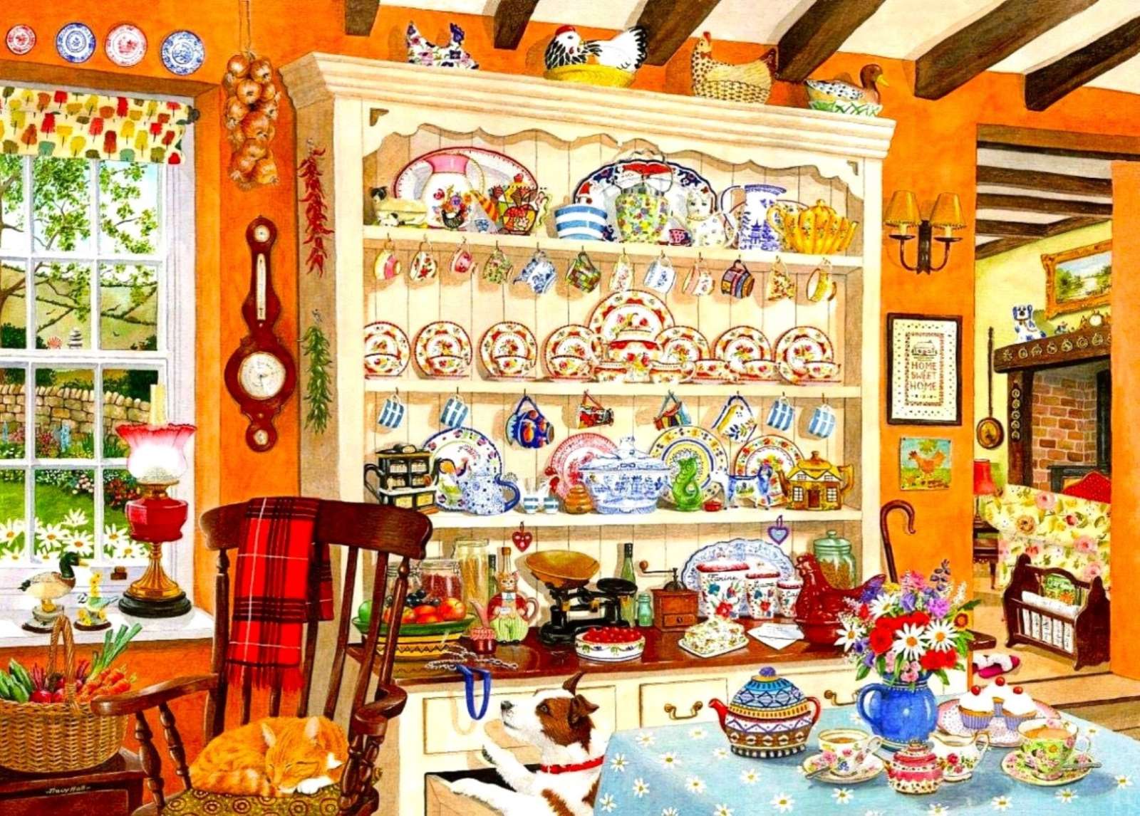 Buffet de la grand-mère d'Alina avec vaisselle puzzle en ligne