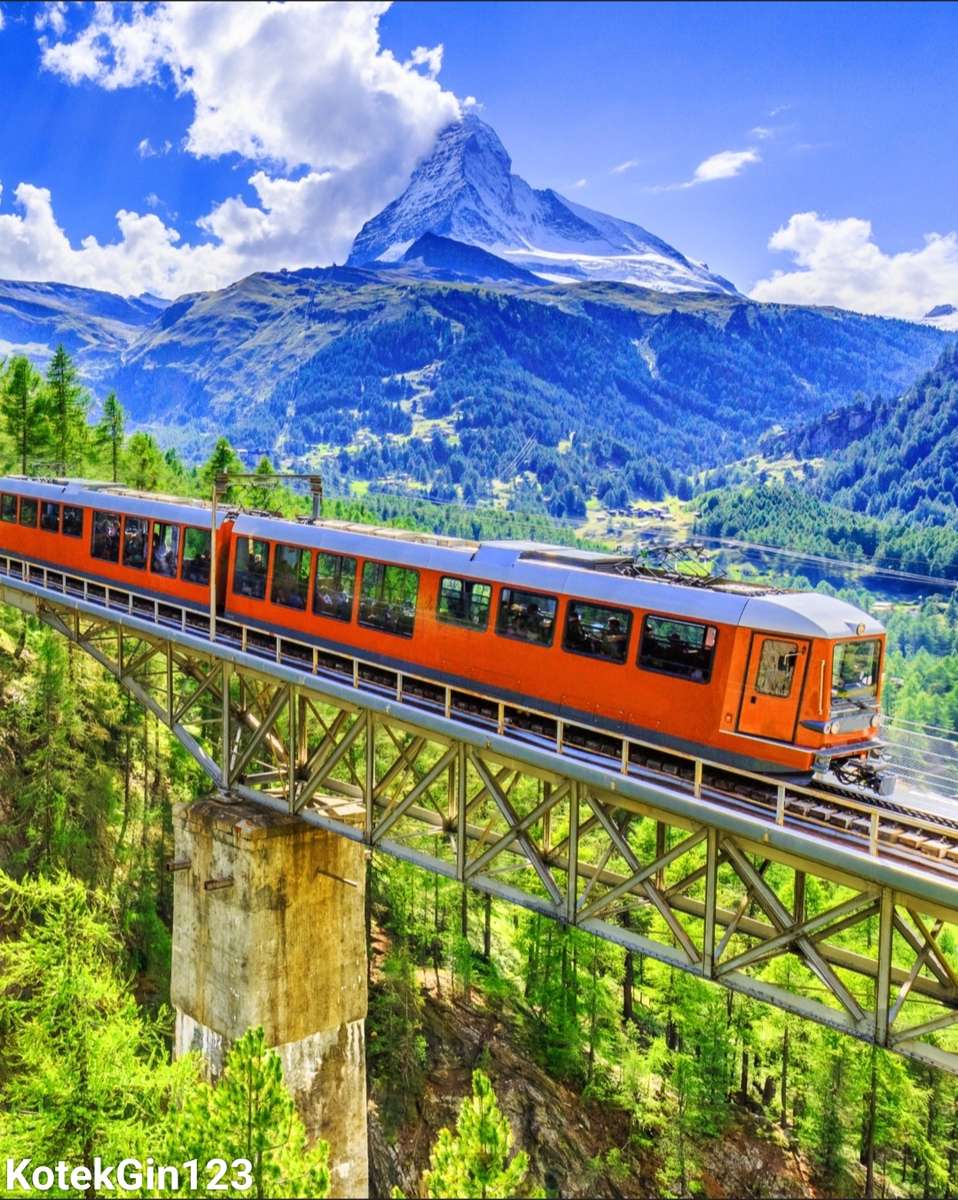 Zugbahn Alpen Schweiz Online-Puzzle