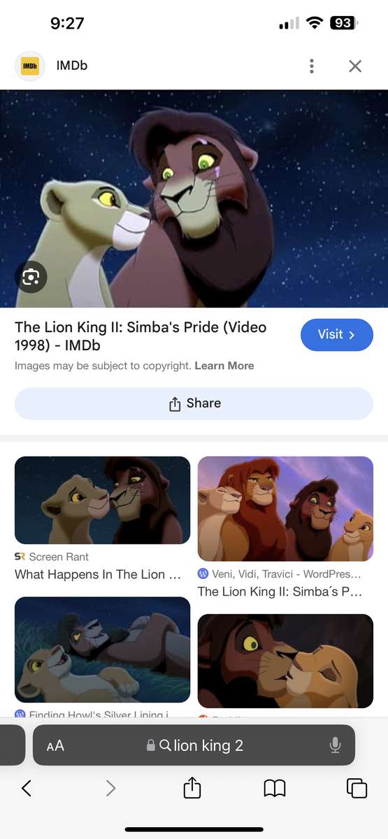 Il re leone di Kovu 2 puzzle online