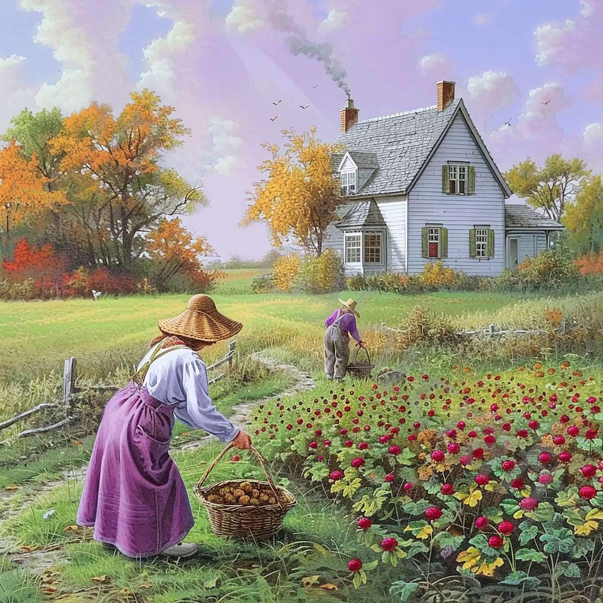 Scène de campagne aquarelle puzzle en ligne