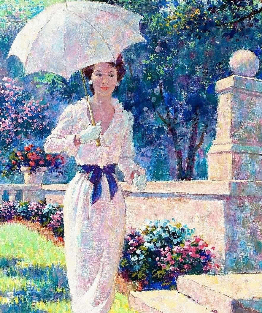 Bild. Arthur Saron Sarnoff – Frau im Garten Online-Puzzle