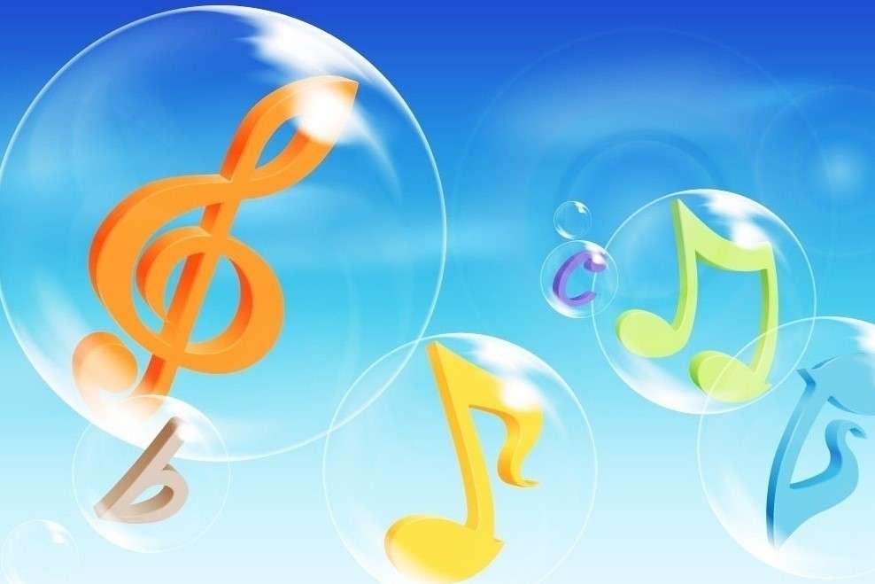 Musical notes in soap bubbles jigsaw puzzle online