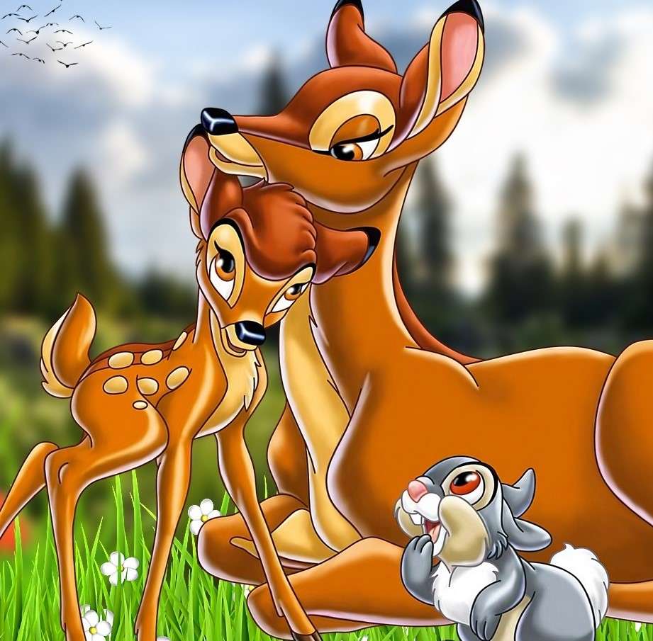 Bambi com a mãe e Thumper quebra-cabeças online