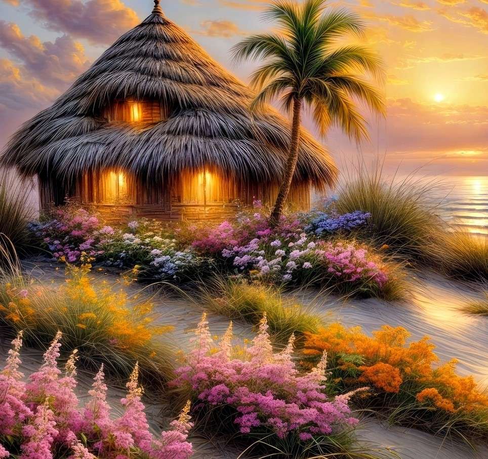 A thatched cottage on the dunes online puzzle