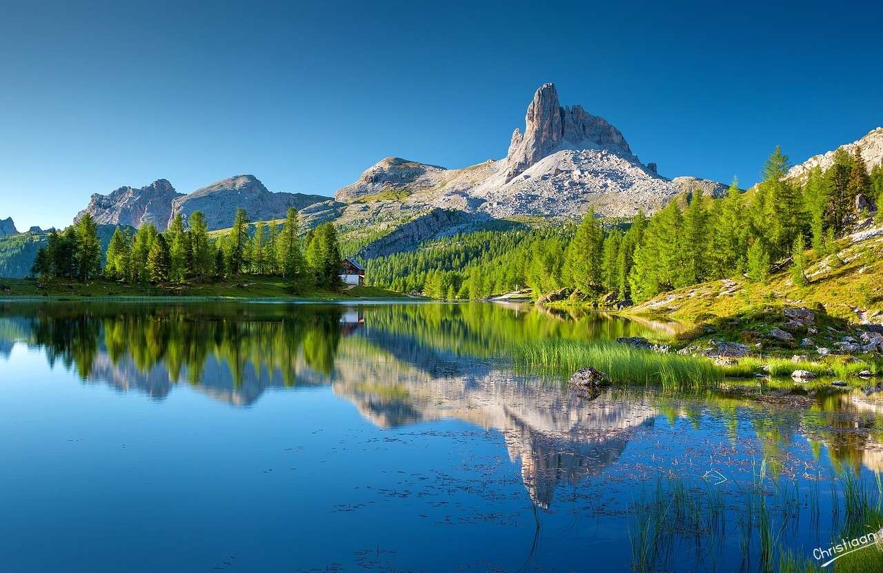 Lago federa, гірське озеро, Доломітові Альпи пазл онлайн