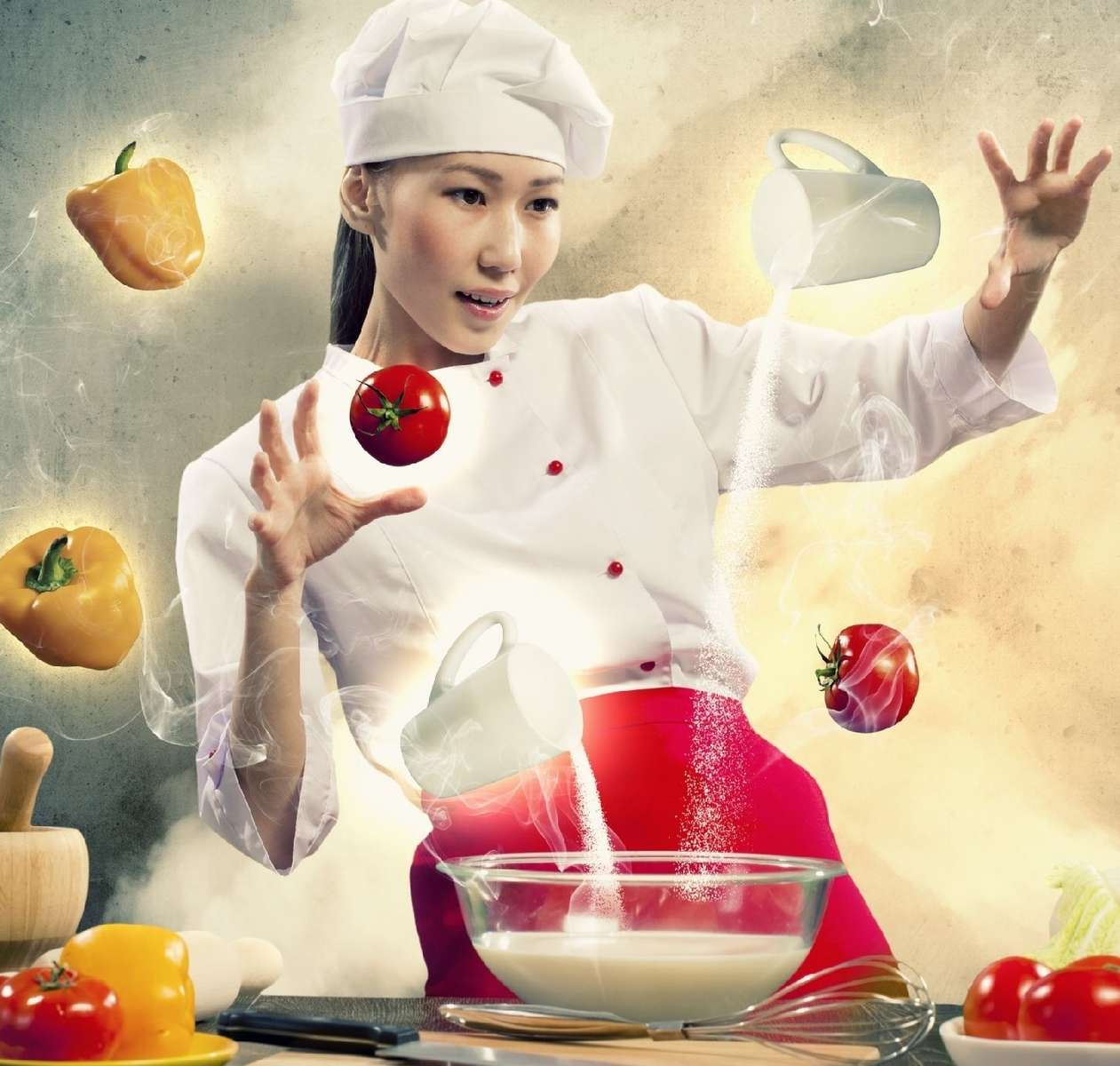 Femme chef dans la cuisine puzzle en ligne