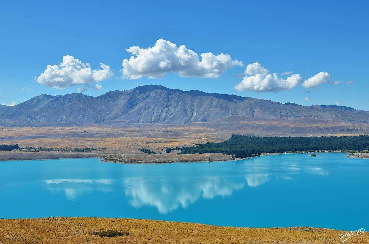 Jezero tekapo, Mírové, U jezera. online puzzle