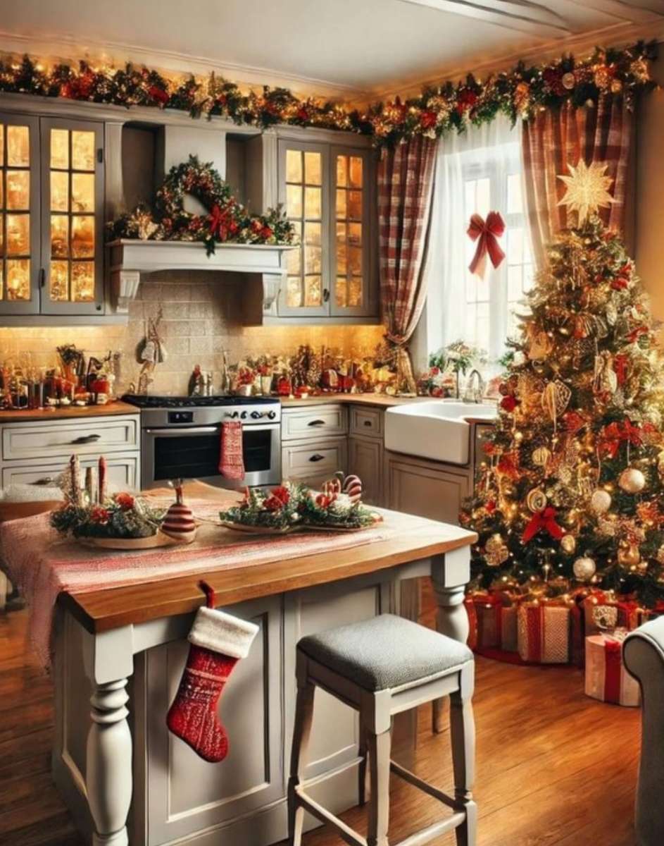 Une cuisine de Noël champêtre puzzle en ligne