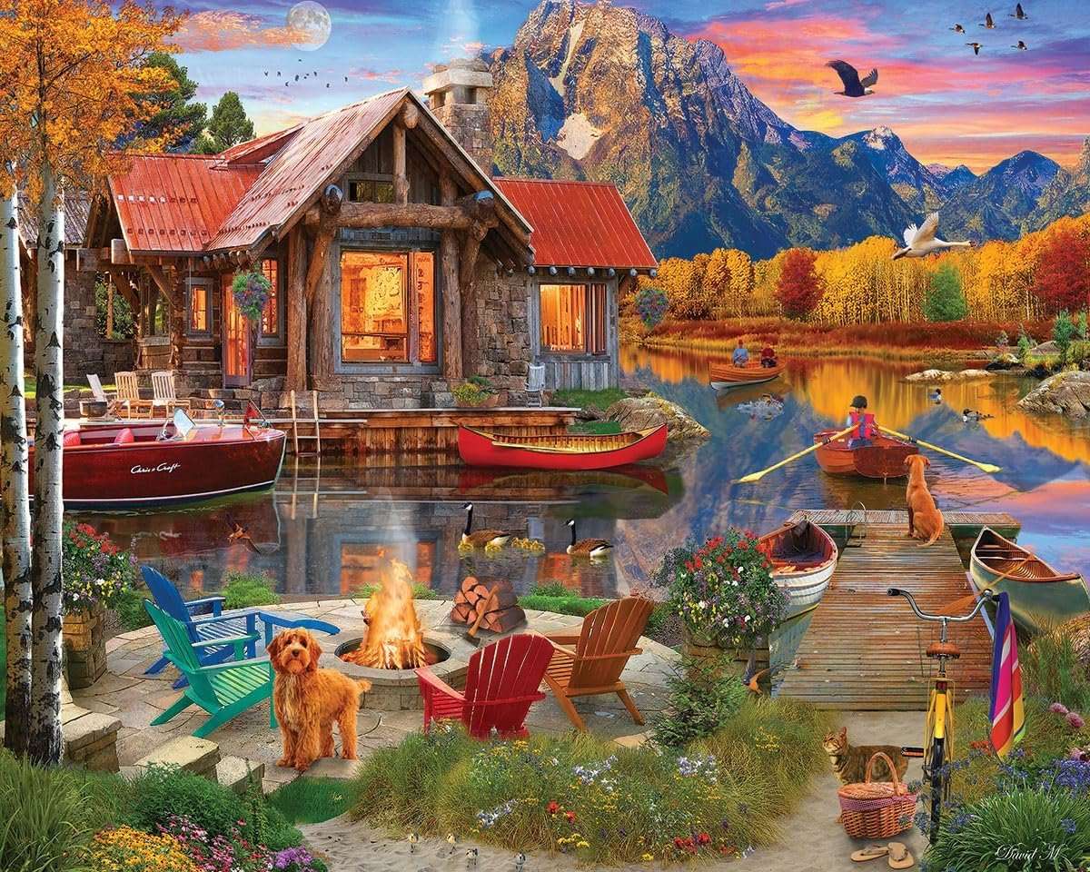 Relaxation by the lake in the evening jigsaw puzzle online