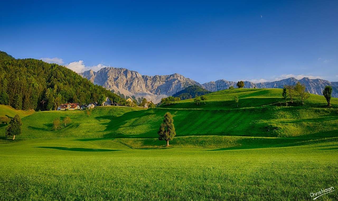 Prairie, colline, montagne, paysage. puzzle en ligne