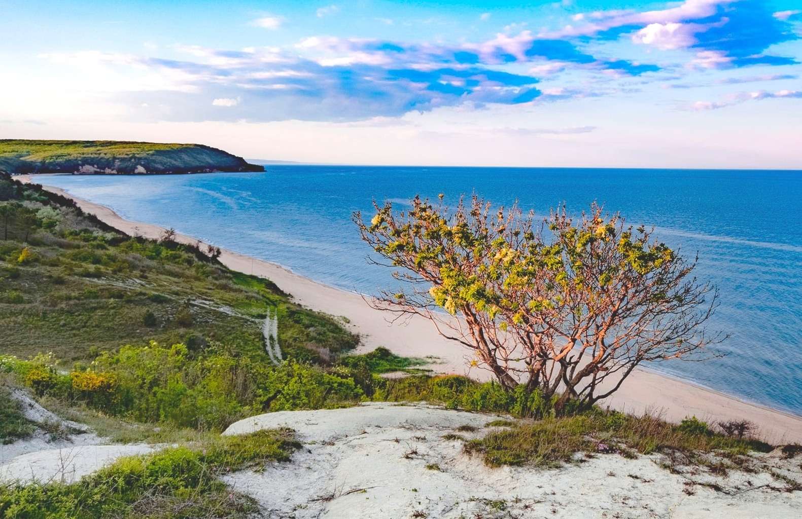 Beach, sea and blue sky online puzzle