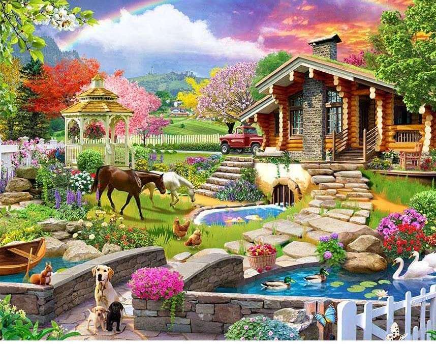 Propriété avec animaux à la campagne puzzle en ligne