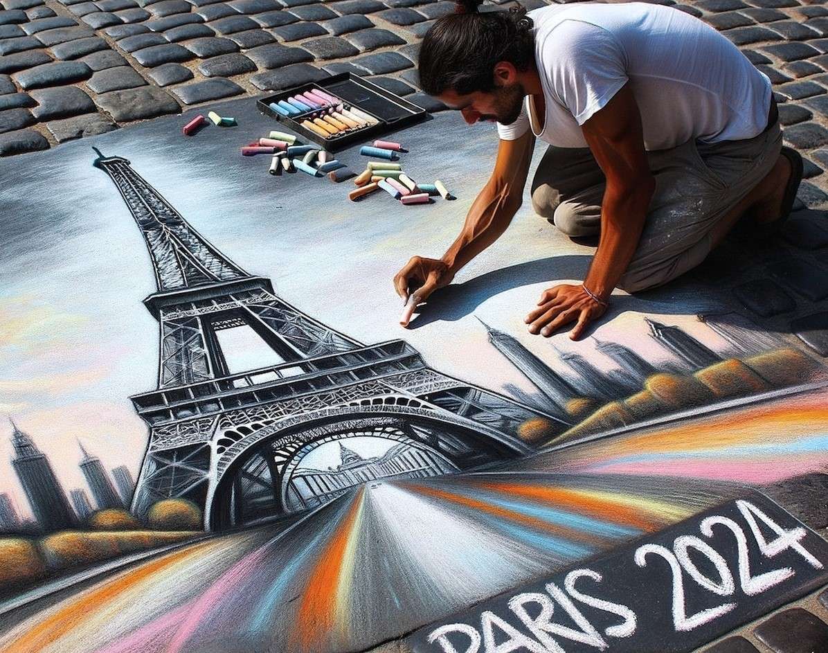 Dessin de la Tour Eiffel à l'occasion des JO de Paris puzzle en ligne