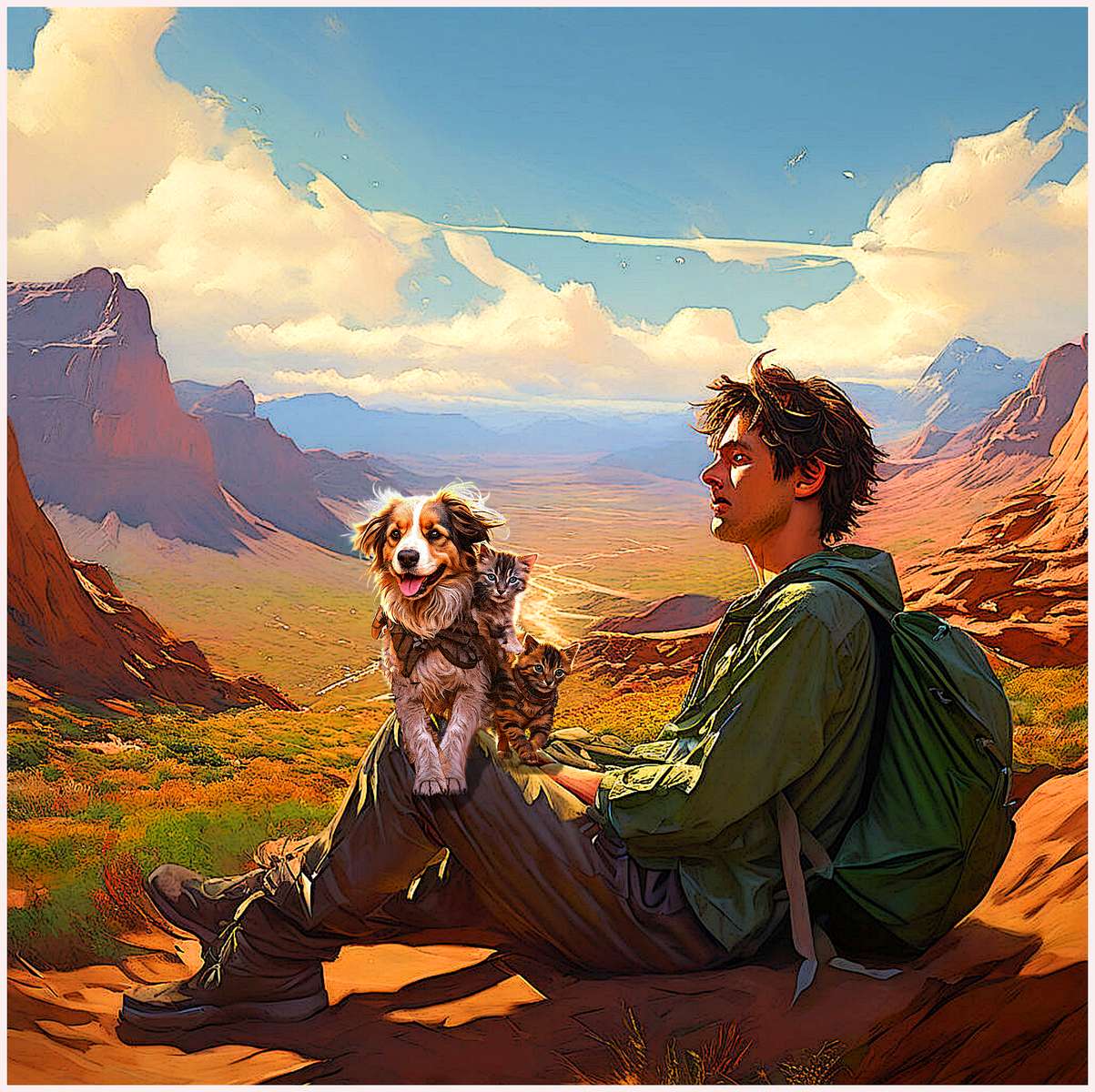 A lone traveler is befriended and is alone no more jigsaw puzzle online