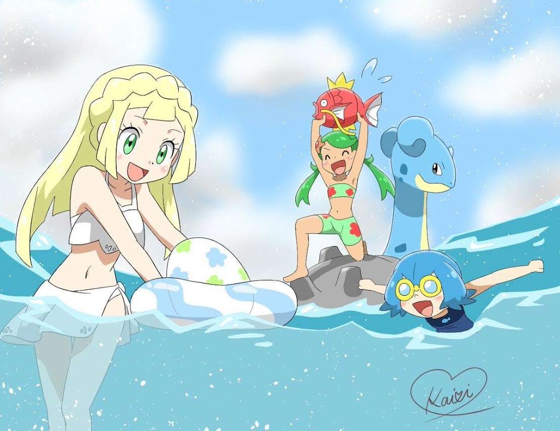 Giornata sulla spiaggia di Pokegirl puzzle online