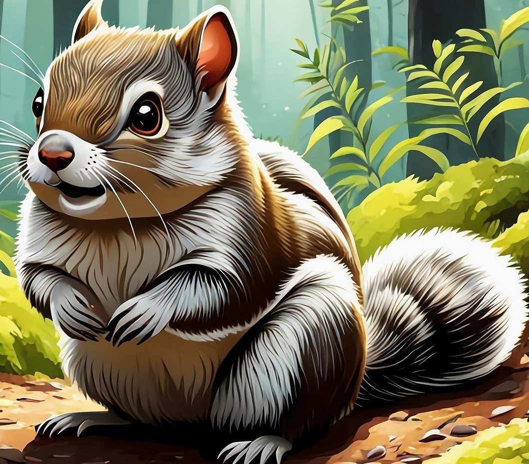 Gray squirrel under the trees online puzzle