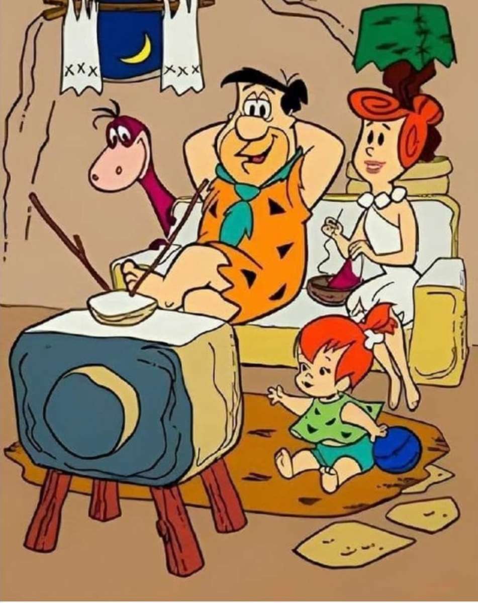 Fred y su familia viendo televisión rompecabezas en línea