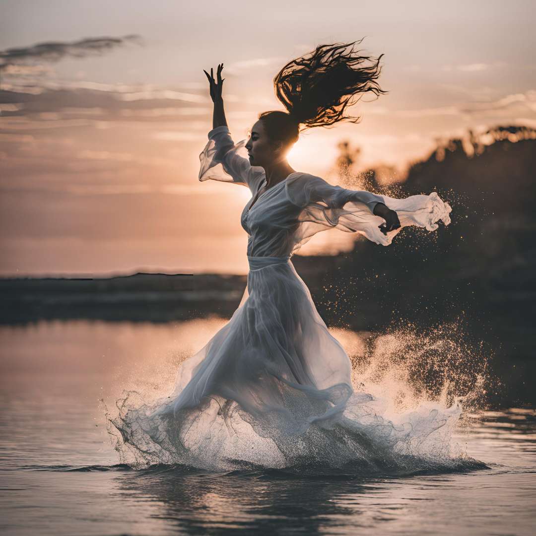 mujer bailando en el agua rompecabezas en línea