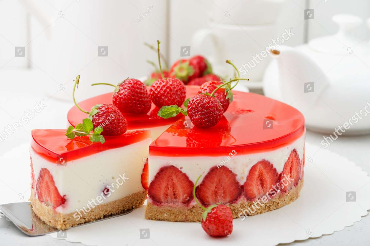 Cheesecake alle fragole e ciliegie puzzle online