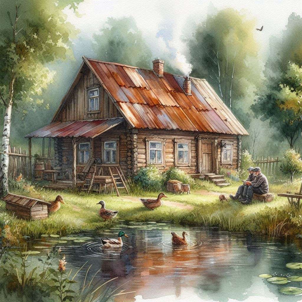 An old wooden cabin with a rusty metal roof jigsaw puzzle online