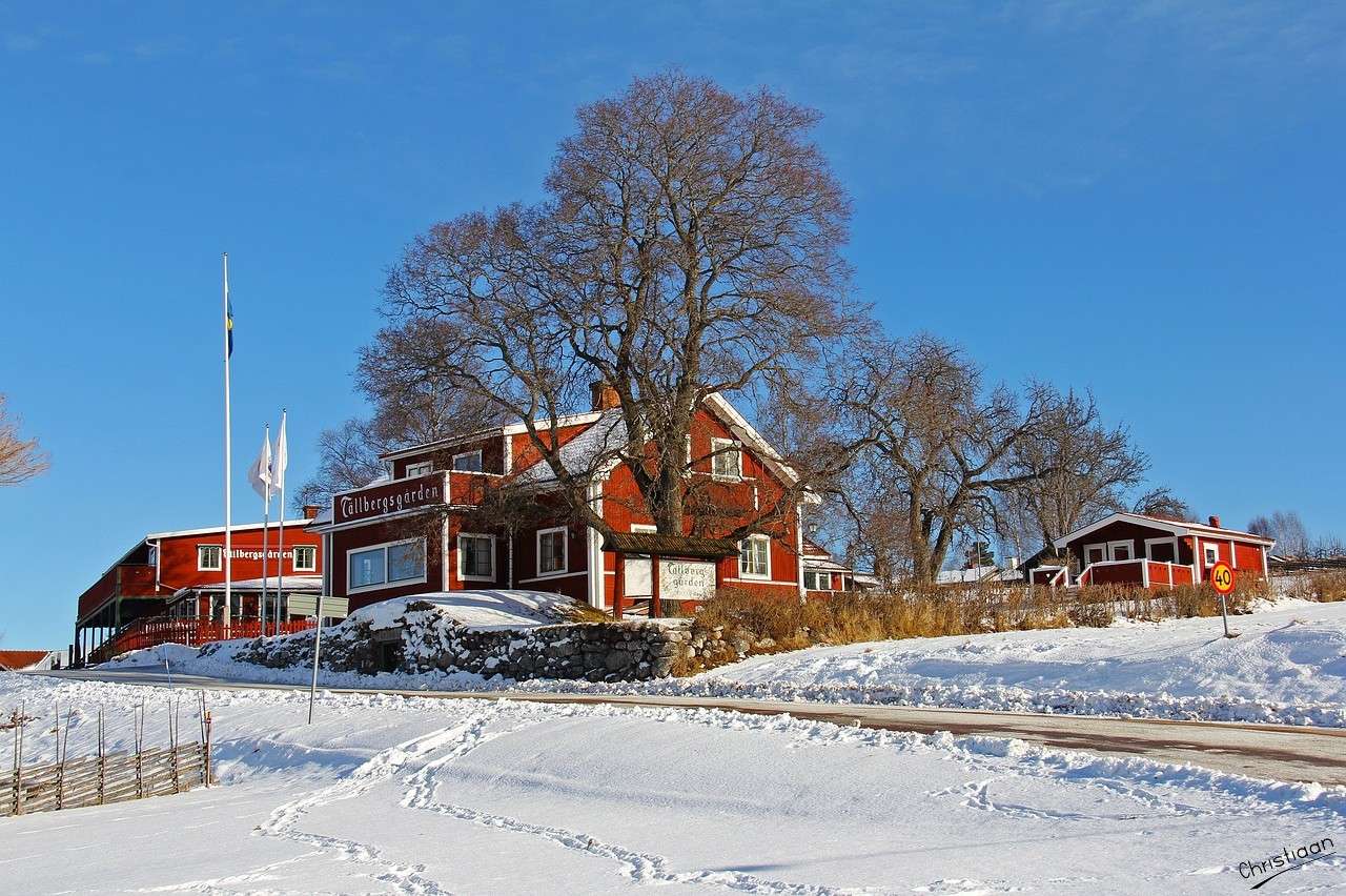 Snö, vinter, kyla. pussel på nätet