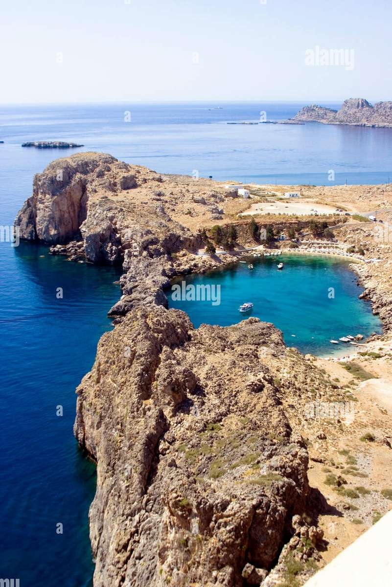 Lindos Bay, Rhodes, Greece online puzzle