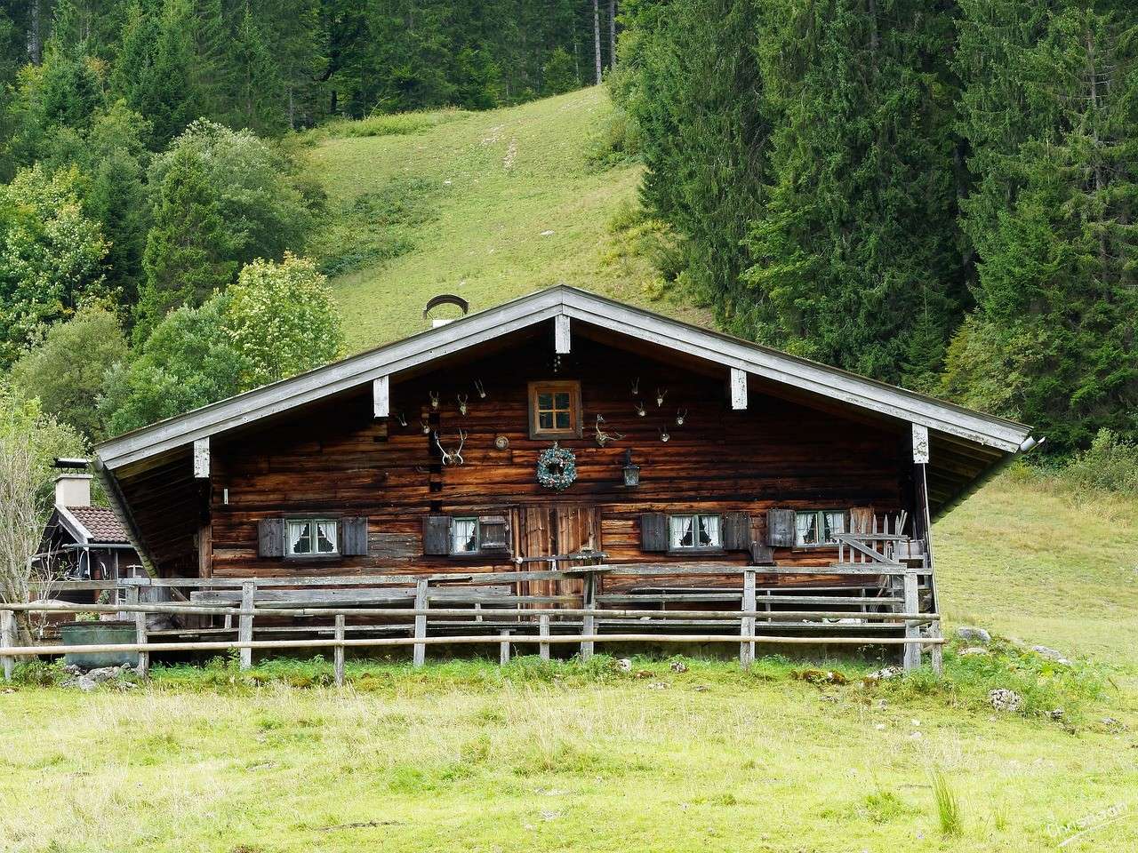 Chalé, Montanha, Nos Alpes quebra-cabeças online