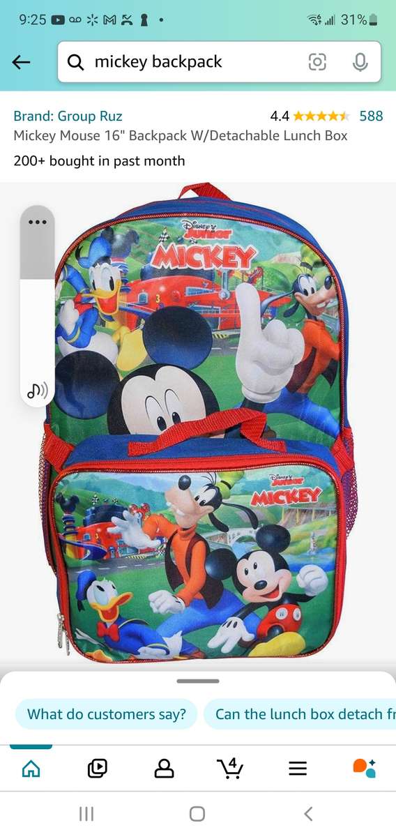 Rompecabezas de la mochila de Mickey Mouse rompecabezas en línea