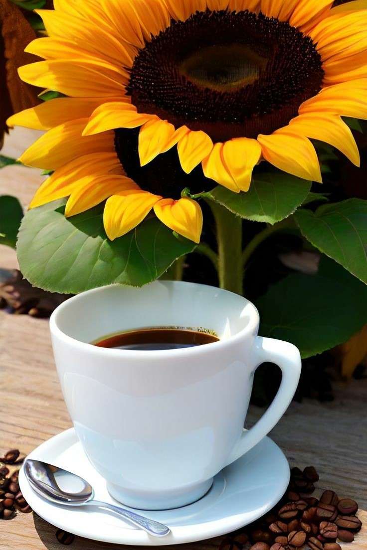 caffè e girasoli per il buongiorno puzzle online