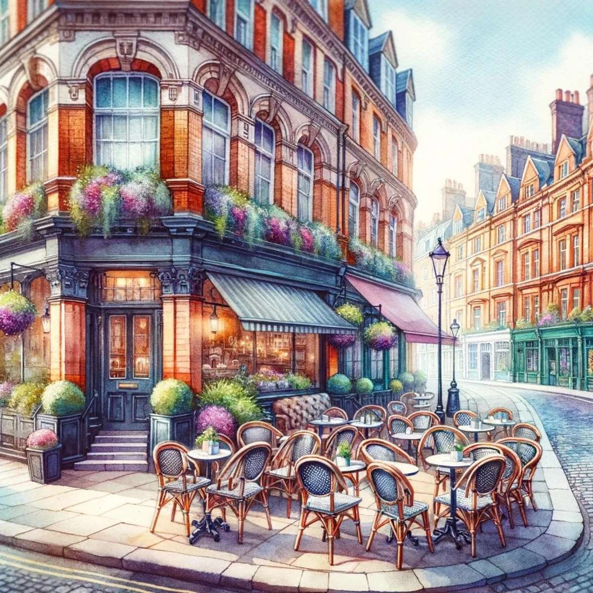 Cityscape & Cafe in Europe Street online puzzle