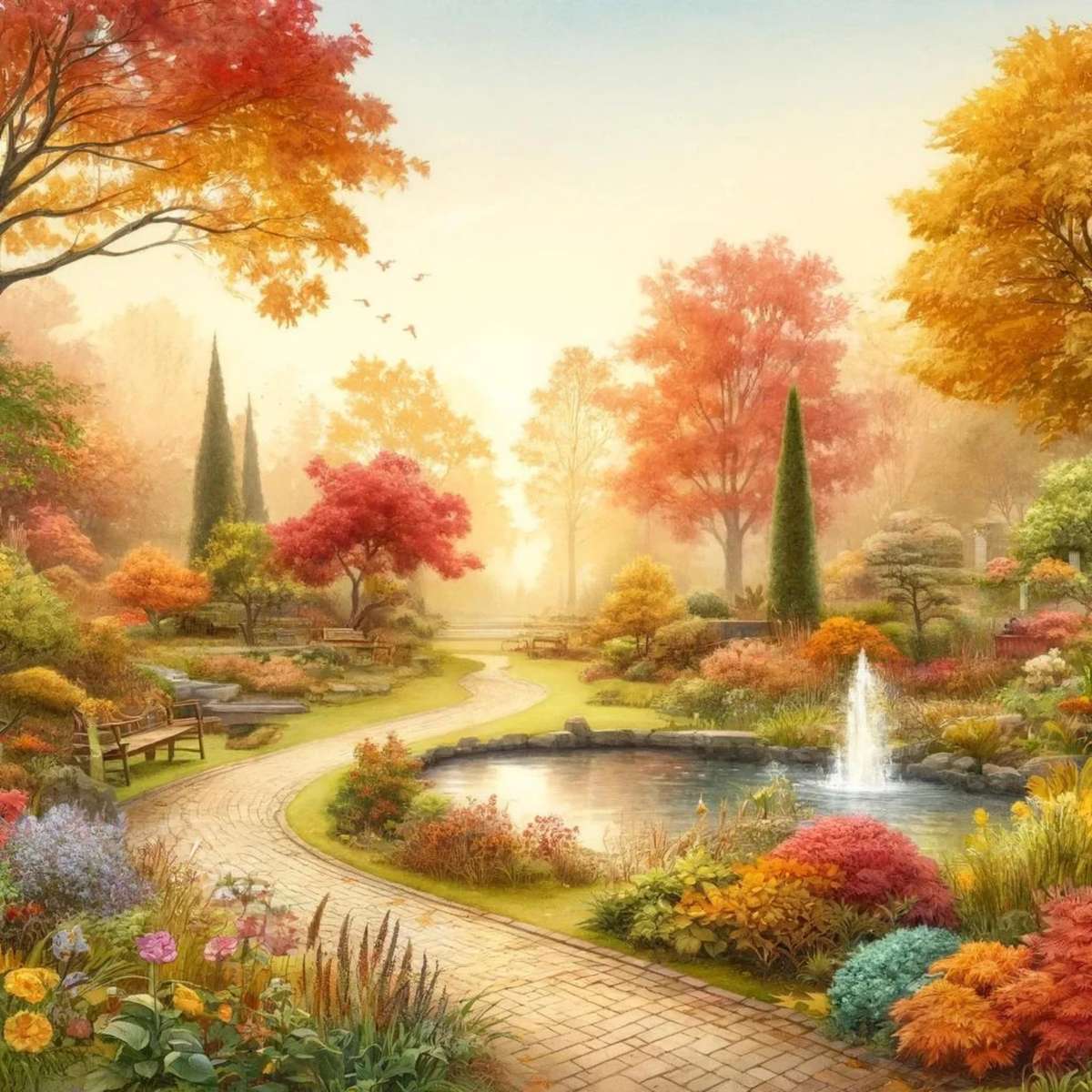 Paysage de jardin d'automne puzzle en ligne