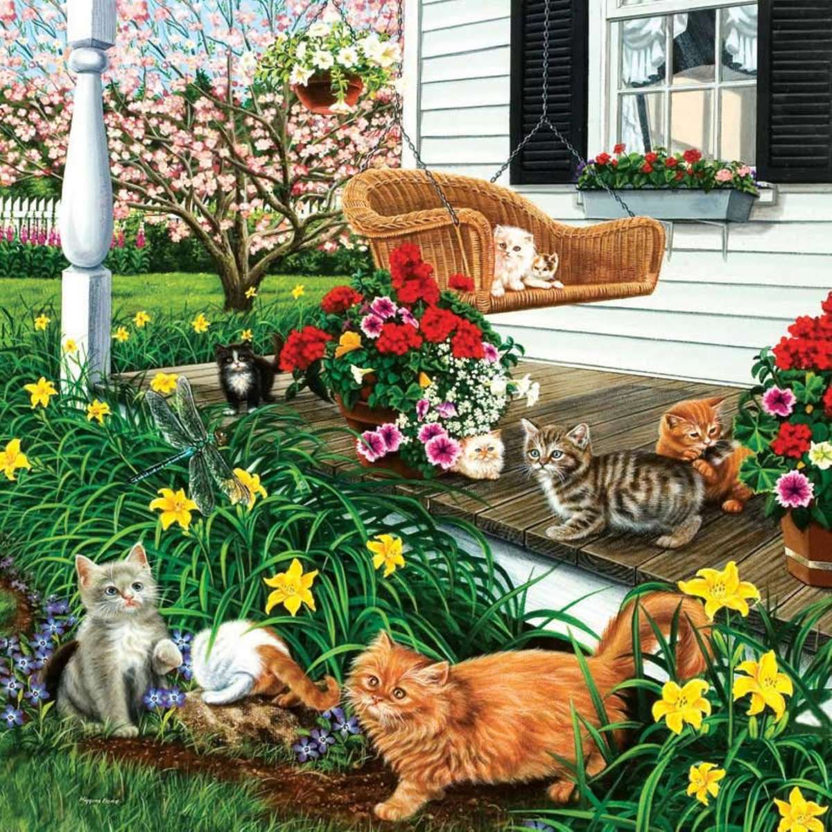 gatos no jardim puzzle online