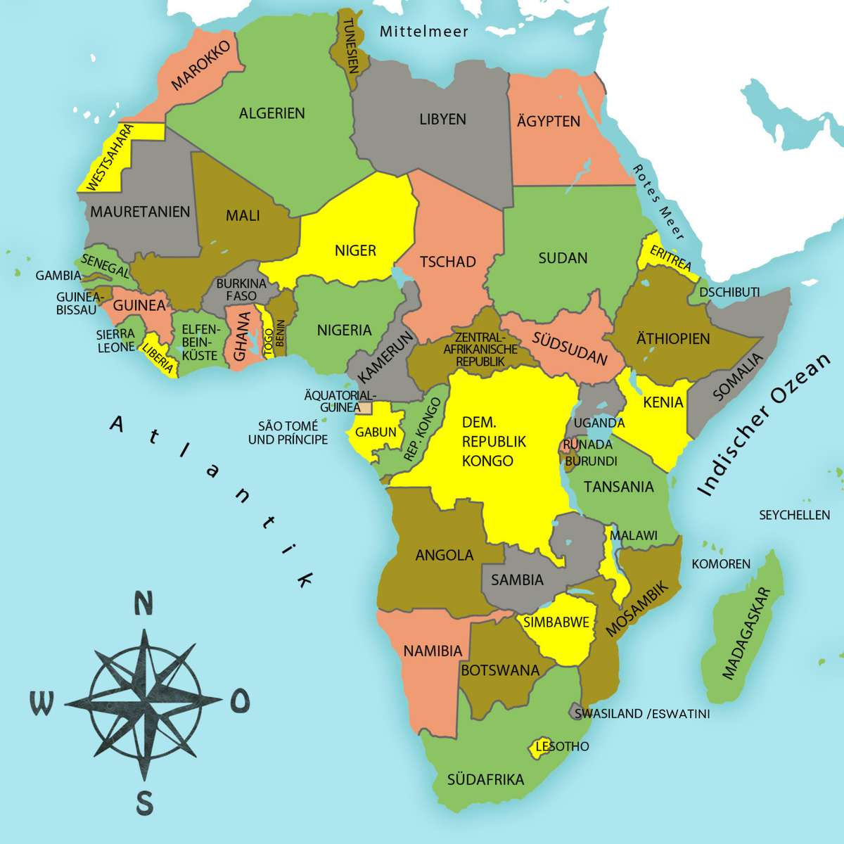 Carte de l'Afrique - puzzle en ligne