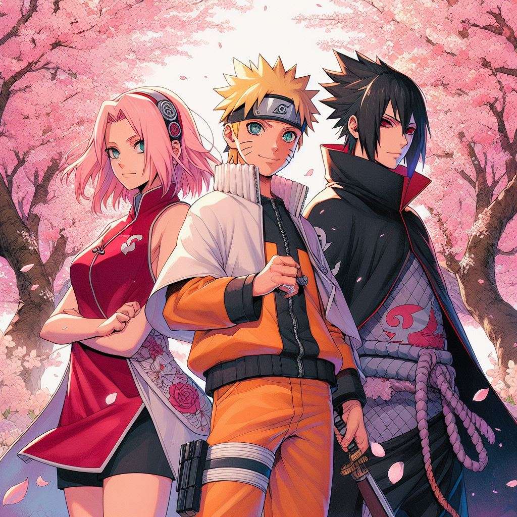 Naruto, Sasuke a Sakura online puzzle