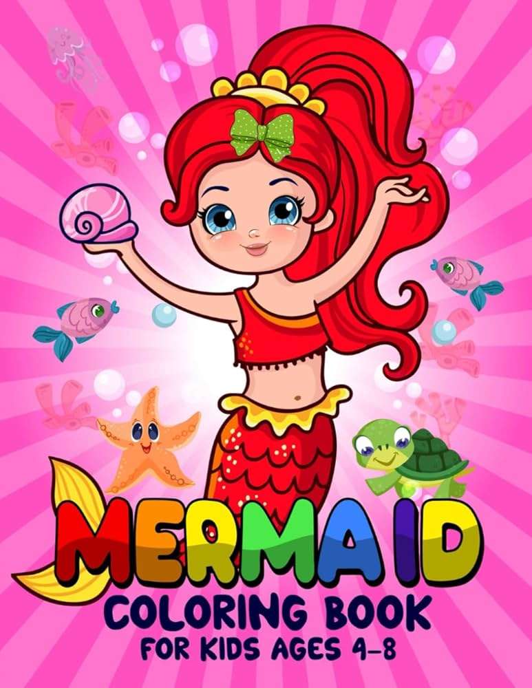 Mermaid Coloring Book for Kids Ages 4-8: 50+ Cute online puzzle