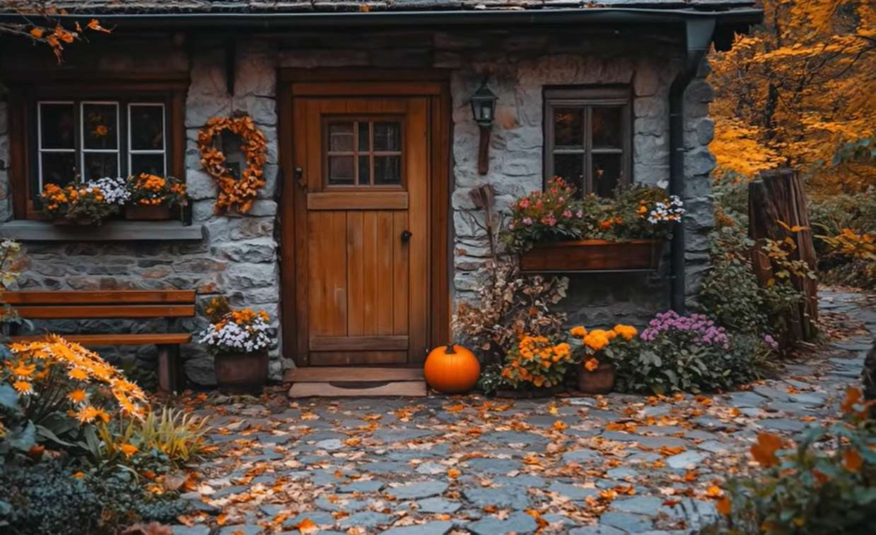 Maison en automne puzzle en ligne