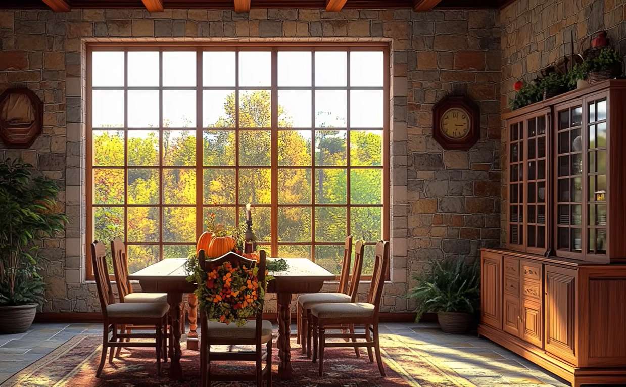 Dining room in autumn jigsaw puzzle online