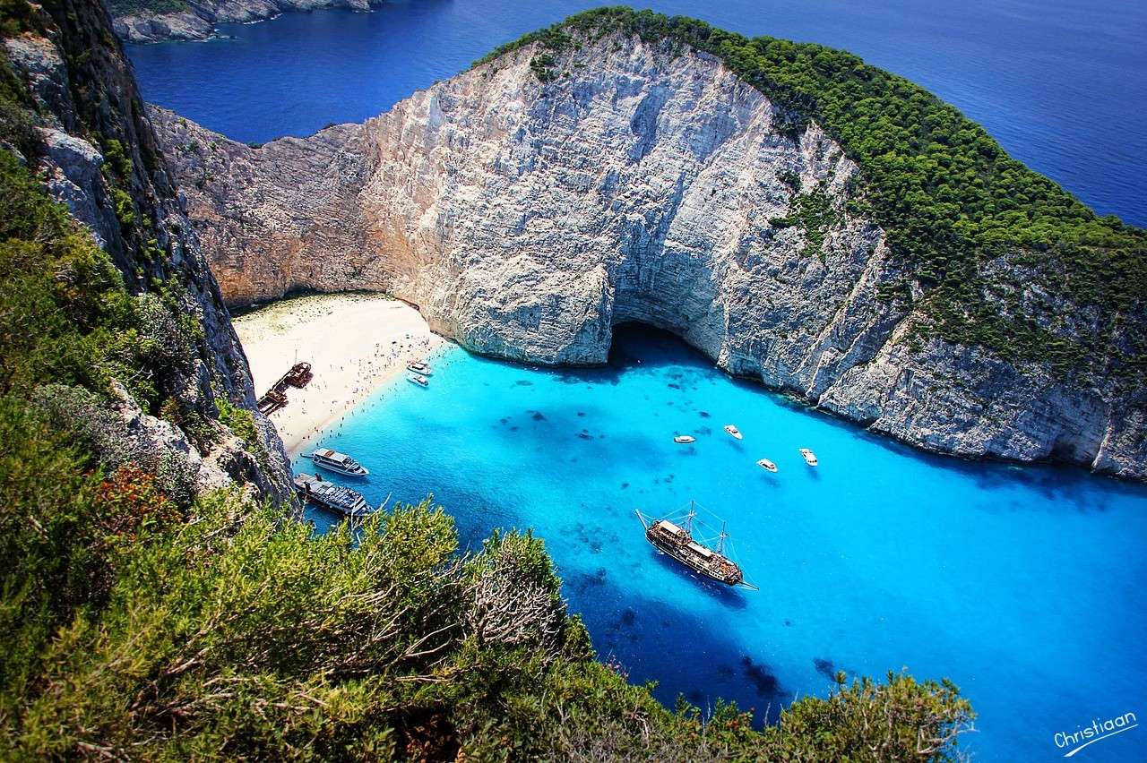 Zakynthos, Grekland, skeppsbrott. pussel på nätet